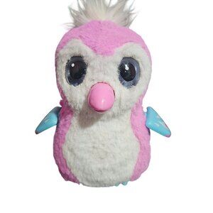 Interactive Pink White Light-Up Penguin Plush Toy With Fluffy Hair